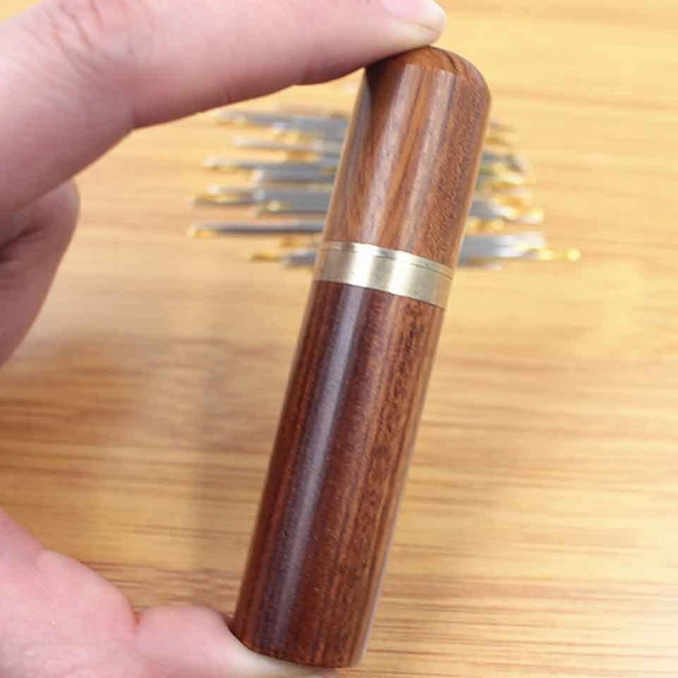 DARKAL Wooden Needle Case Sewing Needle Tubes Toothpick Storage Box,Sewing Needles Holder Storage Case Wood Box Hand Crafts Knitting Holder (5 Piece,Brown)