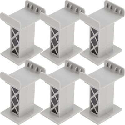 Zerodeko 6Pcs Train Bridge Pier Plastic Railway Track Support Accessories Train Track Risers Train Track High Level Blocks Wooden Train Table Supplies for Kids (Grey)