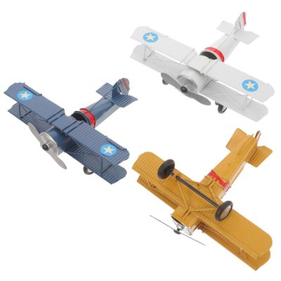 HOMSFOU Vintage Airplane Ornament 3-Pack Retro Metal Aircraft Models 6.49 Inch Desktop Decor for Home Office Study Display
