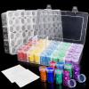 Pumtus 2 Pack Diamond Art Storage Containers, 120 Grids Beads Organizer Box with Label Stickers, Plastic 5D Embroidery Accessories Storage Case Jars for DIY, Art, Craft, Rhinestone, Seed view 1