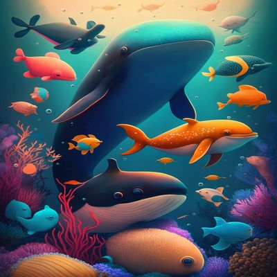 Colorful Whales, DIY Diamond Painting Kits Full Circle Fine Rhinestone Art Cross Stitch Crafts for Beginners, Great Gifts for Room Decor & Bathroom Decor (18 X 25 Inch)
