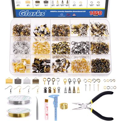 Glarks 1467Pcs Jewelry Making Supplies Kit with Accessories, Jewelry Making Pliers, Beading Wires and Findings for Making and Repair