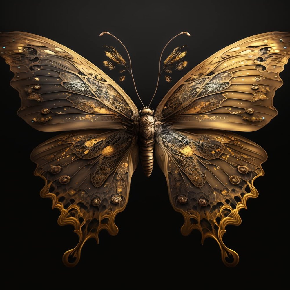 Gold Butterfly Diamond Painting Kits - Animal Full Round Diamond Crystal Kit, for Adult Beginners and Children, for Room Decor & Wall Decor (12 X 16 Inch)