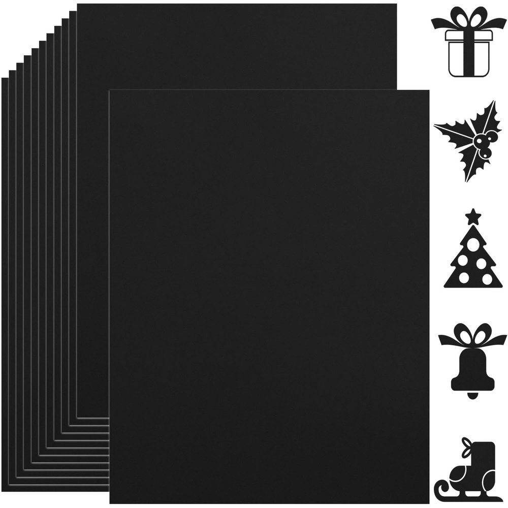Twavang 25 Sheets Black Cardstock Paper 8.5'' x 11'', 250gsm/92lb Thick Paper for Scrapbook, Invitations, Printing and DIY Cards