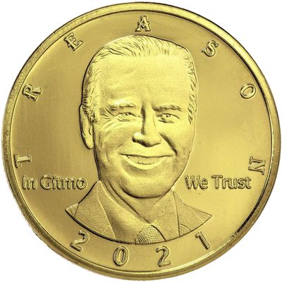 Biden is Not My President Joe Bribes Biden - Treason & Impeachment, Let's Go Brandon 24kt Gold Plated Novelty Coin Says it All for The Biden Hater in Your Life