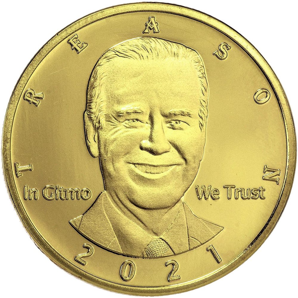 Biden is Not My President Joe Bribes Biden - Treason & Impeachment, Let's Go Brandon 24kt Gold Plated Novelty Coin Says it All for The Biden Hater in Your Life