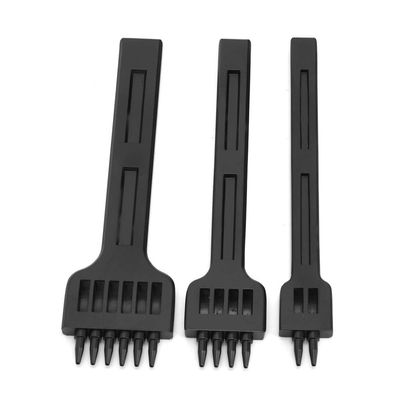 Leather Hole Punchtools,Standard Workmanship Leather Punching Tool, Leather Hole Punch 3Pcs 2 4 6 Prong Chisel Steel Diy Sewing Leather Craft Hard Texture Hand Hole Punch Tool 4Mm
