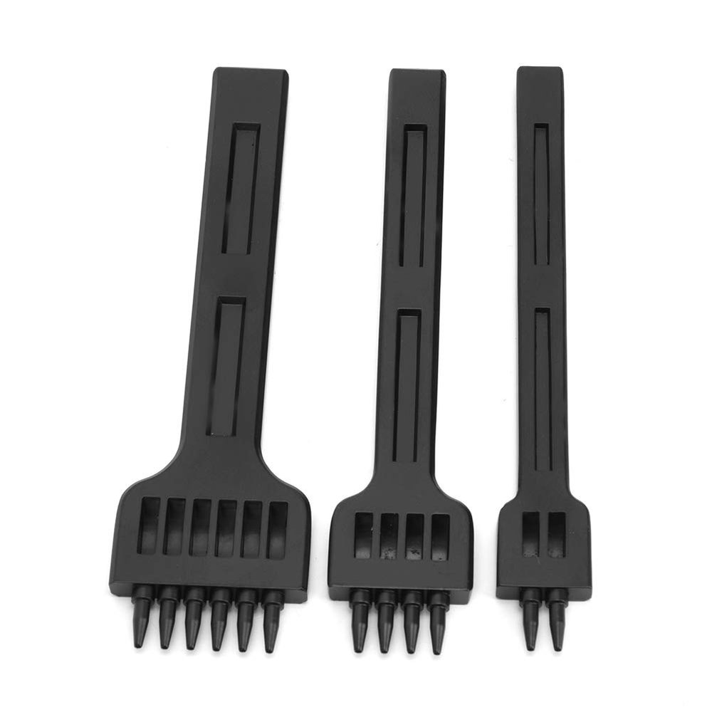 Leather Hole Punchtools,Standard Workmanship Leather Punching Tool, Leather Hole Punch 3Pcs 2 4 6 Prong Chisel Steel Diy Sewing Leather Craft Hard Texture Hand Hole Punch Tool 4Mm