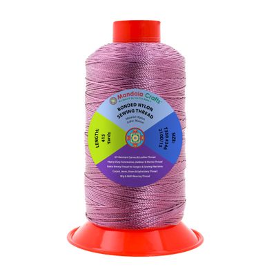 Mandala Crafts Size 346 210D T350 Bonded Nylon Thread - Mauve 415 YDs Tex 350 Heavy Duty Sewing Threads for Leather, Jeans, Weaving, Outdoor Marine Upholstery