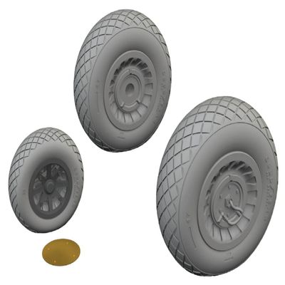 Eduard Sprue Brothers 1:48 Brassin Print - B-25J Mitchell Wheels (HKM kit), EDU648863
