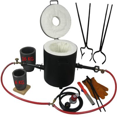 16KG/35LBs Propane Smelting Furnace Kit Double Burners - with 2 Graphite Crucibles and Crucible Tongs for Lifting and Pouring, Foundry Metal Smelter for Gold Copper Aluminum