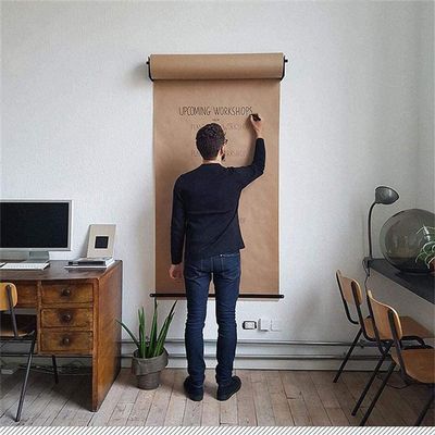 Usknxiu Kraft Paper Roll Display, Wall Mounted Kraft Paper Dispenser, 50 Meter Kraft Paper Roll, Hanging Easel Adult DIY Drawing Note,60.5cm/24 inch