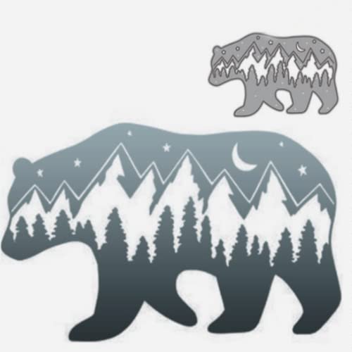 DIY Scrapbooking Artist Polar Bear with Trees Star Moon Metal Cutting Dies, Die Cuts, Scrapbooking Die Cuts