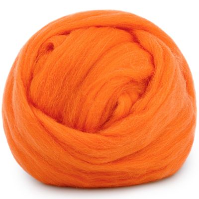 Mayboos Wool Roving Yarn, 1.76oz Colored Natural Wool Roving,Wool Felting Supplies Pure Wool Chunky Yarn for Wet Felting handcrafts and Spinning (Orange)