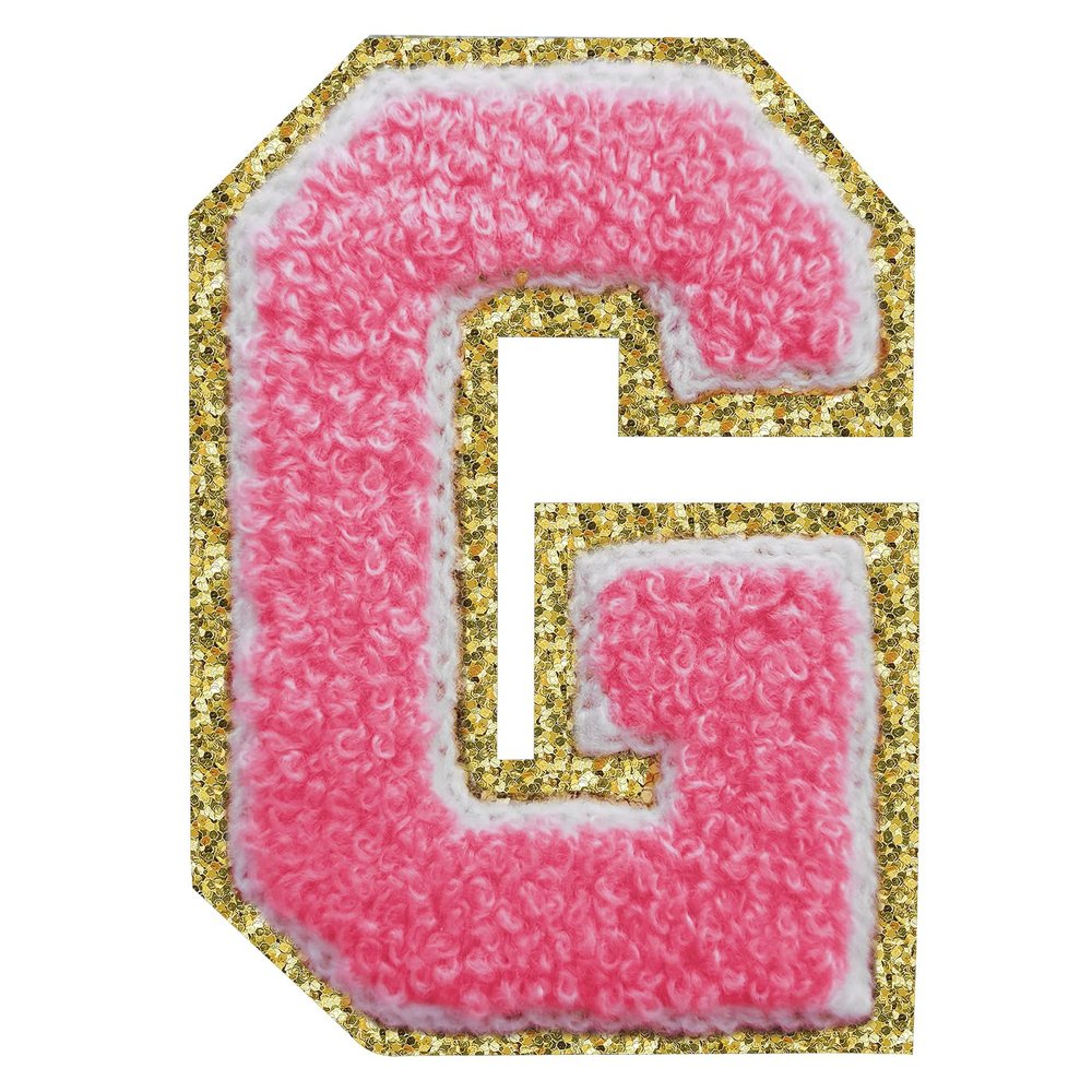 Lyvur Letter Patches Iron on 3Pcs Chenille Letters for Jackets Varsity Letters Patches Letterman Glitter Patches Iron on Letter Rose G