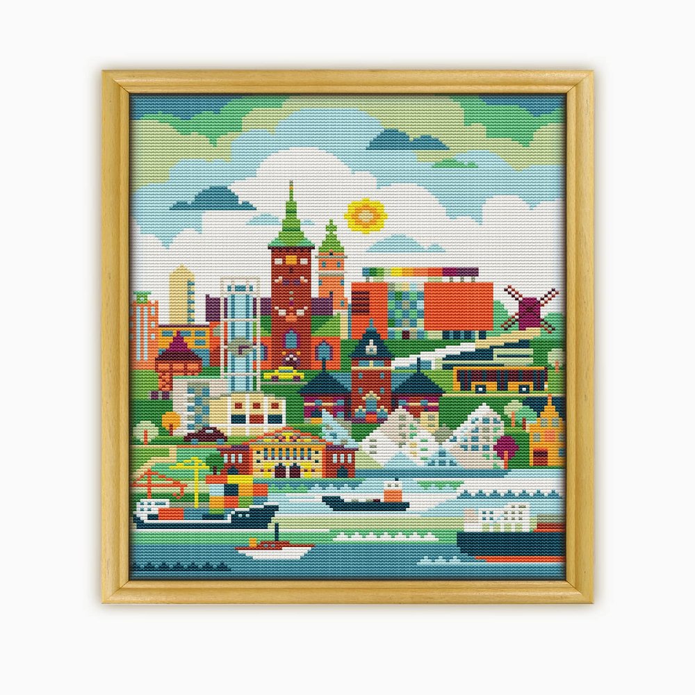 Aarhus Denmark CS031-2 - Counted Cross Stitch Pattern. Only Printed Pattern Inside. No Fabric, Threads, Needles, Hoops.
