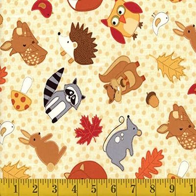 Welcome Welcome Animals in The Forest Cotton Fabric 36 X 44 Northcott 21676-12