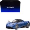 Pagani Huayra Roadster Blue Tricolore Carbon Fiber with Black Top with Luggage Set 1/18 Model Car by Autoart view 1