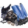 Pagani Huayra Roadster Blue Tricolore Carbon Fiber with Black Top with Luggage Set 1/18 Model Car by Autoart view 3