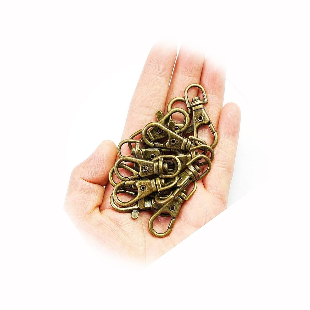 New 50 Lobster Clasps Antiqued Bronze Large Swivel Keychain Hooks Big Findings Unique Charms for Creating Personalized Jewelry and Gifts TANJIA03478