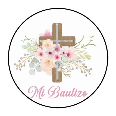30 Pcs Mi Bautizo Floral Flowers Baptism Stickers Envelope Seals Favor Labels Round Tags, Stamps Stickers for Gifts, Envelopes, Boxes, Spanish
