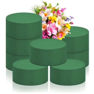 6Pcs 3.8" Round Floral Foam Blocks, Green Wet Dry Flower Foam for Fresh and Artificial Flowers, Wedding, DIY Craft, Party Decoration, Flower Arrangements (3.8" X 1.5")