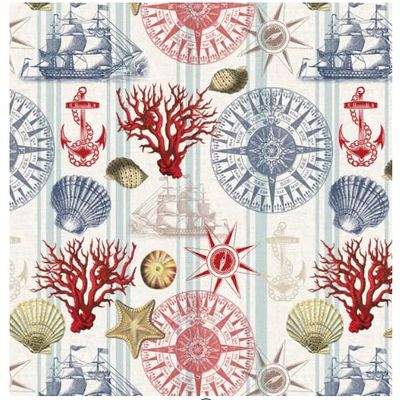FlashPhoenix Quality Sewing Fabric Precut - Nautical Navigation Prints 100% Cotton Fabric Size; 36 x 44 by The Yard