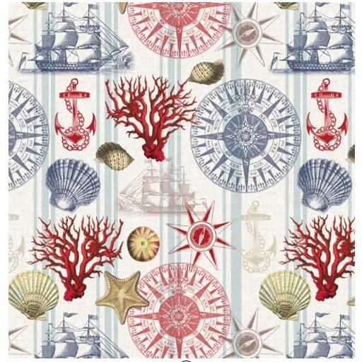 FlashPhoenix Quality Sewing Fabric Precut - Nautical Navigation Prints 100% Cotton Fabric Size; 36 x 44 by The Yard