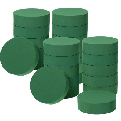 Boao 24 Pieces Round Floral Foam, Wet Floral Foam Bricks Green Flower Foam DIY Flower Arrangement Kit for Wedding, Party Decoration (5 Inch)