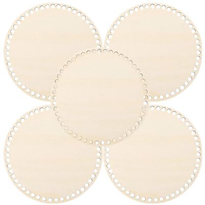 VICASKY 5pcs Wooden Crochet Shaping Pad for Crafting Basket Weaving Foundation with Holes for Handbag and Tote Projects