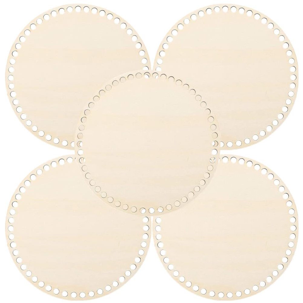 VICASKY 5pcs Wooden Crochet Shaping Pad for Crafting Basket Weaving Foundation with Holes for Handbag and Tote Projects
