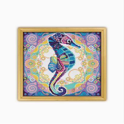 Mandala Seahorse CS202-1 - Counted Cross Stitch Pattern. Only Printed Pattern Inside. No Fabric, Threads, Needles, Hoops.