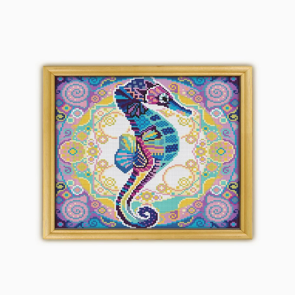 Mandala Seahorse CS202-1 - Counted Cross Stitch Pattern. Only Printed Pattern Inside. No Fabric, Threads, Needles, Hoops.