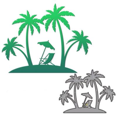Coconut Palm Trees Beach Lounge Chair Die Cuts Plant Metal Cutting Die for DIY Scrapbooking Album Decorative Paper Crafting Card Making