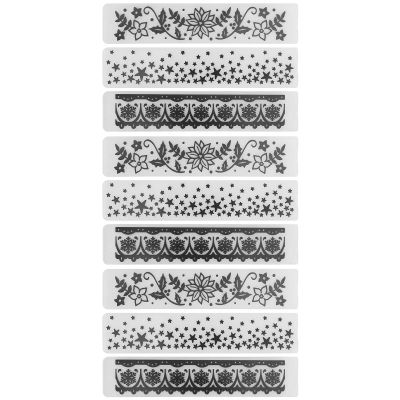 DIY Embossing Template,Plastic Embossing Folder,Embossing Folders 9pcs, Flowers Stars and Snowflakes Patterns Long Plastic Embossing Folders for Card Making DIY Craft Template Stencils