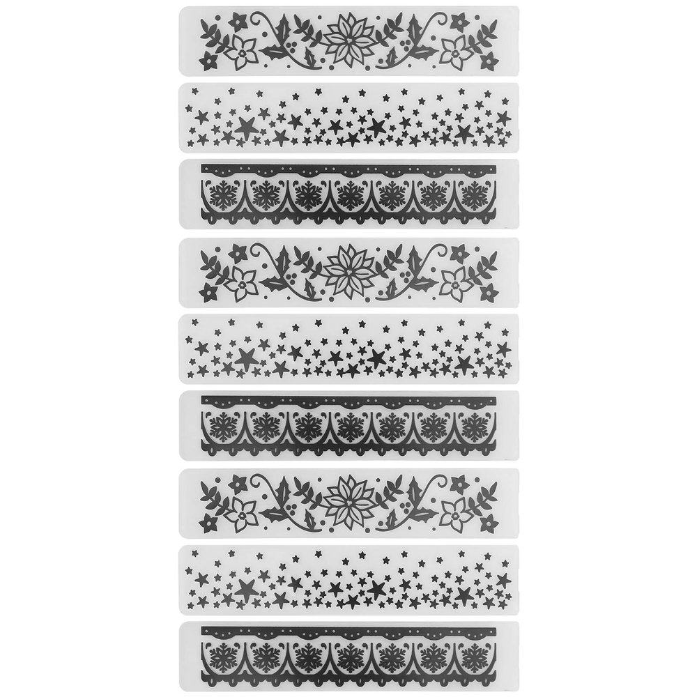 DIY Embossing Template,Plastic Embossing Folder,Embossing Folders 9pcs, Flowers Stars and Snowflakes Patterns Long Plastic Embossing Folders for Card Making DIY Craft Template Stencils