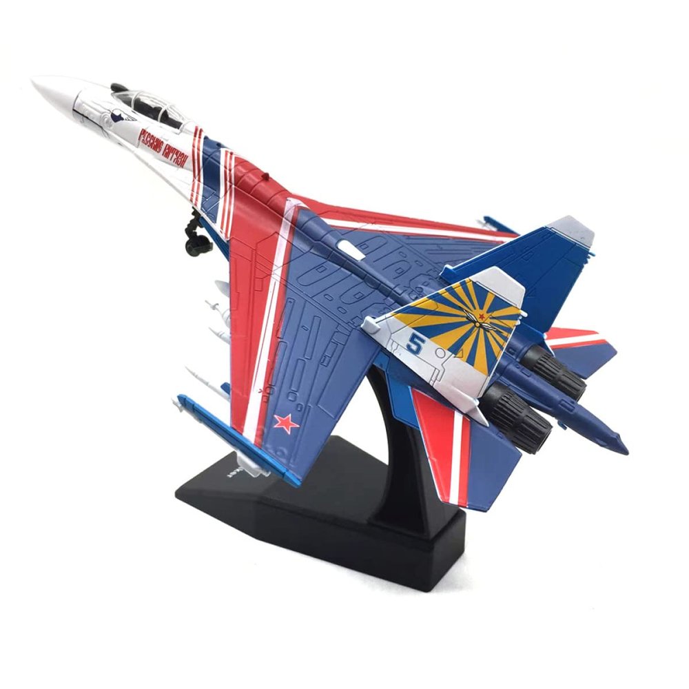MOUDOAUER 1/100 Scale Metal SU-35 Super Flanker Fighter Attack Plane Metal Fighter Military Model Diecast Plane Model for Collection