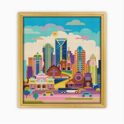 Charlotte USA CS328-2 - Counted Cross Stitch KIT#2. Set of Threads, Needles, AIDA Fabric, Needle Threader, Embroidery Clippers and Printed Color Pattern Inside.