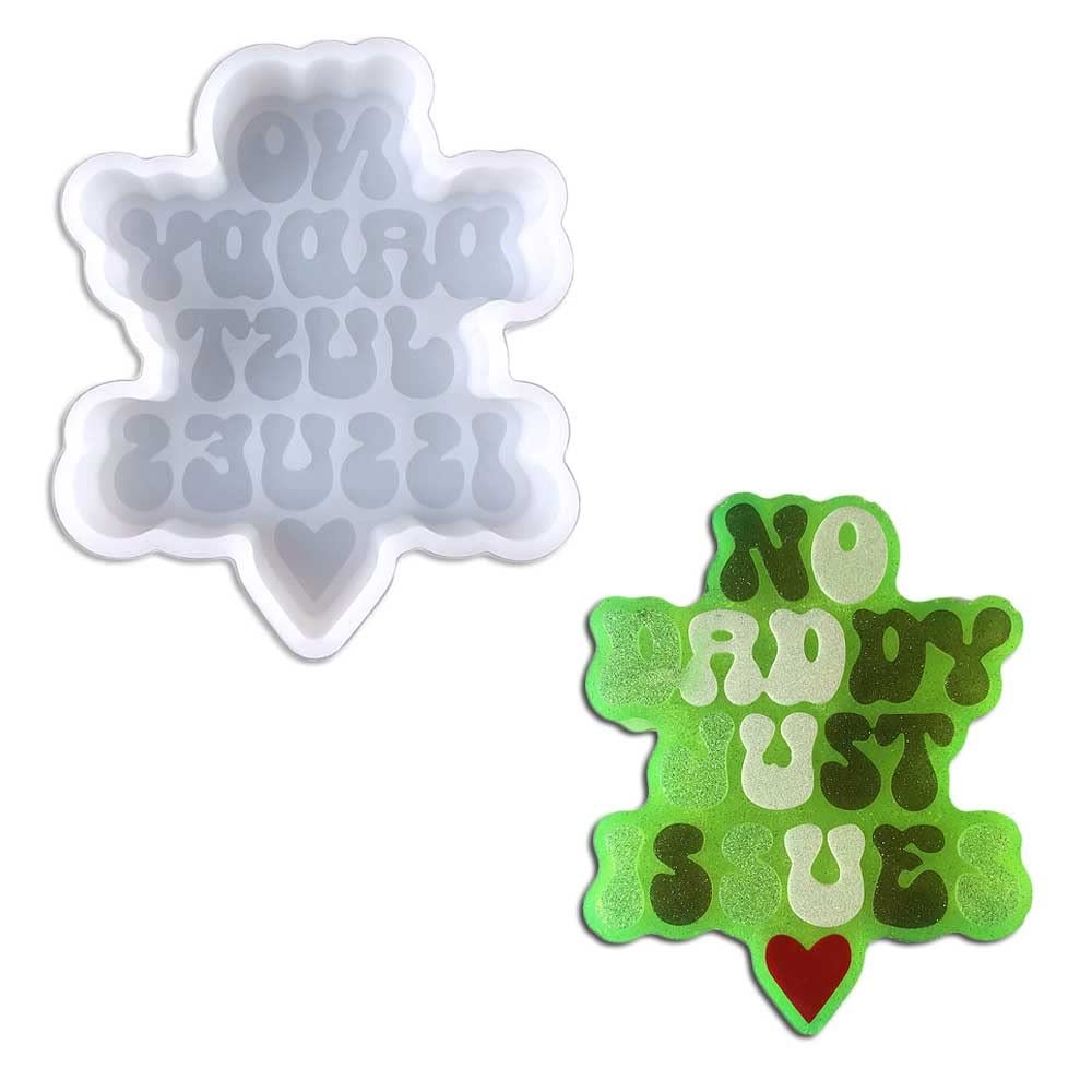 Duawenki No Daddy just Issues Shape Car Freshie Silicone Mold for Making Soap Aroma Beads Car Freshie Candle Pendant Resin