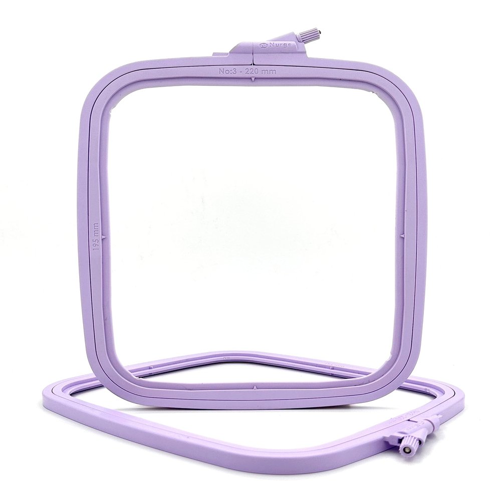 Nurge Square Embroidery Hoop - Plastic Cross Stitch Frame for Needlepoint & Embroidery - Adjustable Craft Hoop - Lilac - No:3 (Medium)