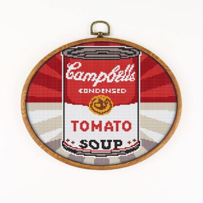 Campbell Tomato Soup CS494-1 - Counted Cross Stitch Pattern. Only Printed Pattern Inside. No Fabric, Threads, Needles, Hoops.