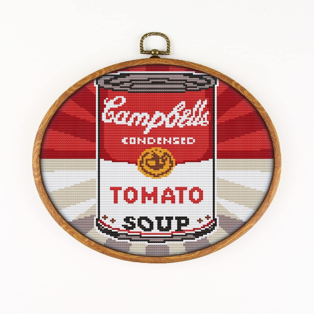 Campbell Tomato Soup CS494-1 - Counted Cross Stitch Pattern. Only Printed Pattern Inside. No Fabric, Threads, Needles, Hoops.