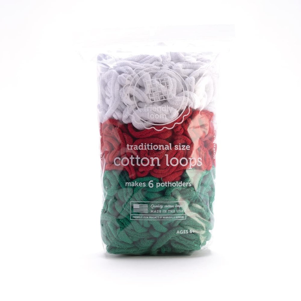 Friendly Loom | 7 Traditional-Sized Bright Holiday Themed Potholder Weaving Loops | Craft 6 Cotton Potholders