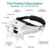 headband magnifier with LED Light, Rechargeable Headband Magnifier, Head Mounted Magnifying Glass with 4pcs Eyeglass for Jewelers Loupe, Crafts, Repair view 4