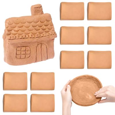 PINVNBY Natural Terra Cotta Self Hardening Pottery Clay - 11 lb Low Fire Baking Clay for Adult Art Class DIY Crafts Sculpting (10 Pcs)