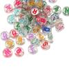 200pcs Clear Acrylic Flat Round Alphabet Letter Beads 10mm Pony Disc Coin A-Z Colourful Letter Pattern Loose Spacer Beads for DIY Bracelet Jewelry Making view 1