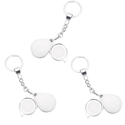 3 Pcs 15X Keychain Magnifying Glass Loupe Portable Folding Pocket Magnifier Mini Metal Keyring Loop Magnifying Eye Glass Len Reading Magnifier for Small Prints Map Craft Coin Jewelry Gem