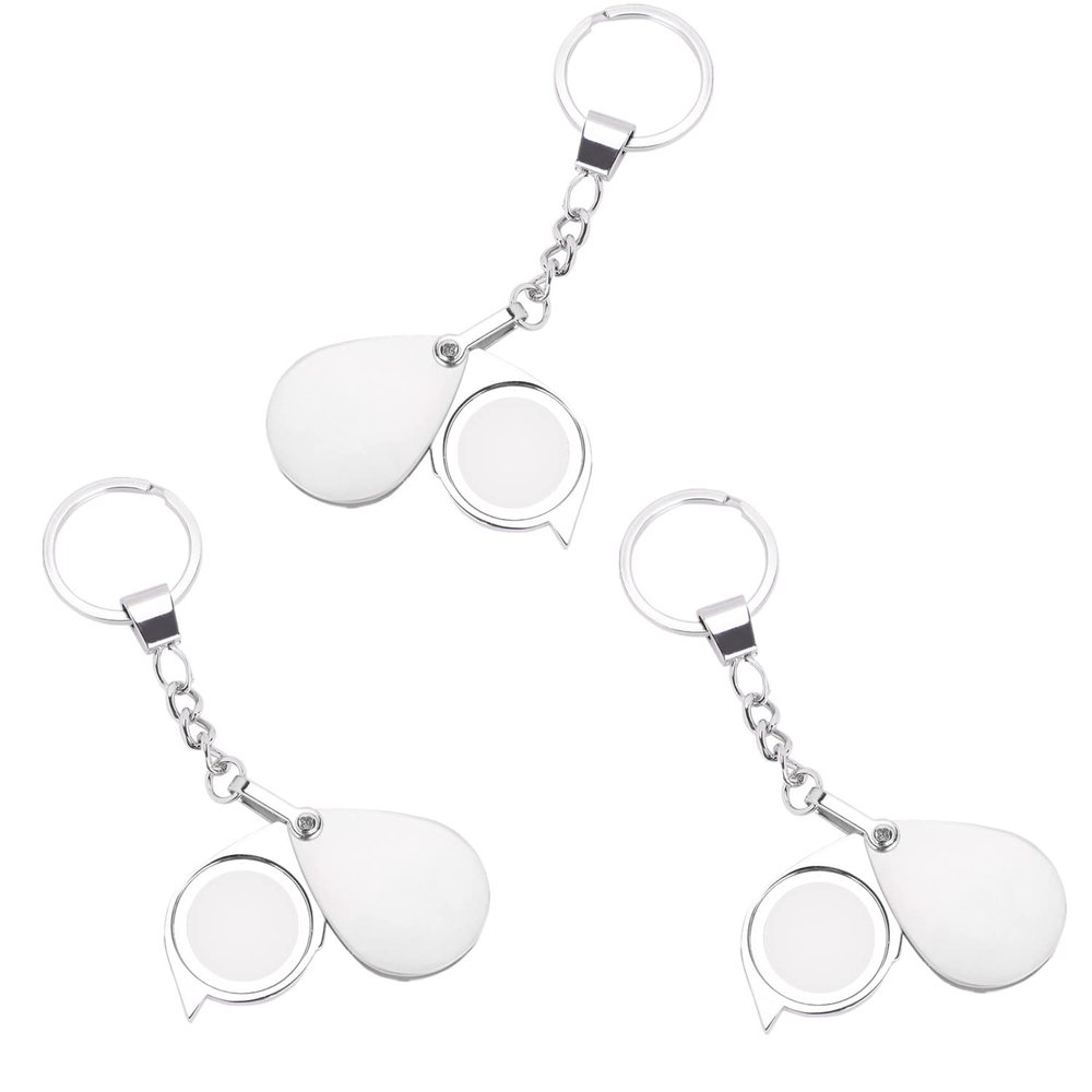 3 Pcs 15X Keychain Magnifying Glass Loupe Portable Folding Pocket Magnifier Mini Metal Keyring Loop Magnifying Eye Glass Len Reading Magnifier for Small Prints Map Craft Coin Jewelry Gem