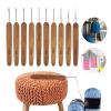 10pcs Crochet Hook Portable Practical Ergonomic Wooden Handle Metal Crochet Needle Knitting Tools for DIY Sewing Tools view 4