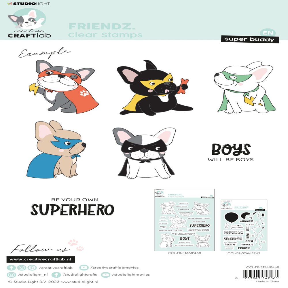 Studio Light CCL Clear Stamp Superhero Buddy Friendz 195x133x3mm 22 PC nr.468